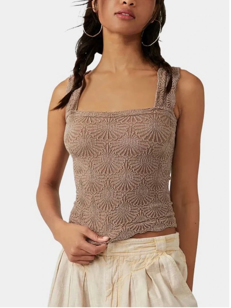 Free People Love Letter Womens Cami Brown Size Xs/S
